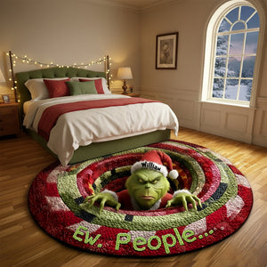 Grumpy Green Monster Quilted Round Mat - Personalized Gifts For Movie Lovers 05TGLU300925