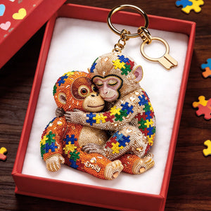 Autism Monkey Punch Keychain - Personalized Gift For Autism Mom 05naqn140326