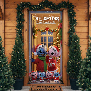 Blue Alien Family Door Cover - Personalized Gifts For Family 05PGLU061125