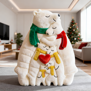 Ice Bear Family Hugging Pillow, Personalized Gifts For Family 03qhdt081125