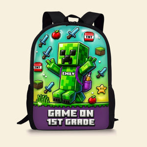 Green Pixel Hero School Bag - Personalized Gifts For Kids 02tgta070825