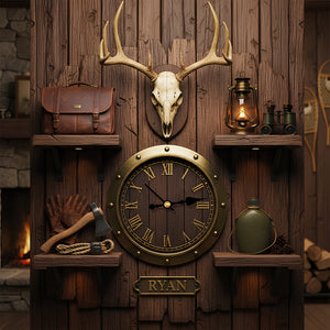 Rustic Hunting Acrylic Clock – Personalized Gifts For Hunting Lovers 05todt261225 - Hanging Wall Clock - GoDuckee