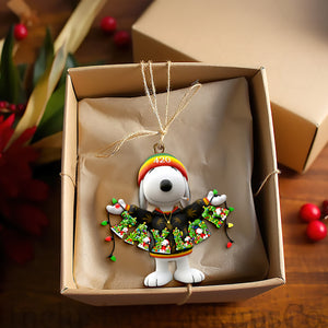 Relaxed Holiday Pup Ornament - Personalized Gift For Stoners 03TOLU131125