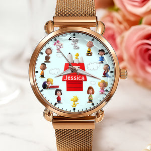Personalized Christmas Timepiece – Cute Cartoon Mesh Strap Quartz Watch For Fans 01NAQN090725