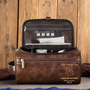 Naughty Couple Leather Toiletry Bag - Personalized Gifts For Couple 01pgqn111225 - Toiletry Bag - GoDuckee