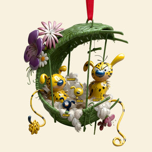 Cozy Spotted Yellow Monkey Family Hanging Nest Ornament, Personalized Gifts For Family 01qhtn061025