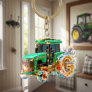 Personalized Gifts For Tractor Lovers Keychain, Any Letter 01TGPU240625