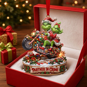 Monster Riding Couple Ornament - Personalized Gifts For Couple Christmas Ornament 06TYLU170826