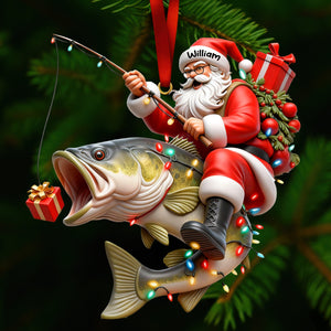 Badass Fishing Santa Acrylic Ornament, Personalized Gifts For Fishing Lovers 02qhqn311025