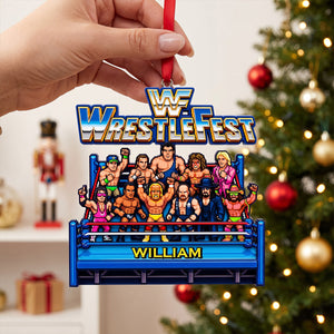 Retro Wrestling Pixel Christmas Ornament - Personalized Gifts 01natn250926
