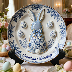 Grandma's Blessing Round Plate - Personalized Easter's Day Gift For Grandma 01NALU040226