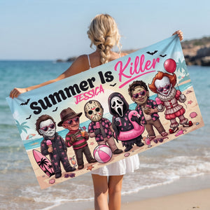 Scary Summer Beach Towel - Personalized Spooky Vacation Gift 02NALU230726