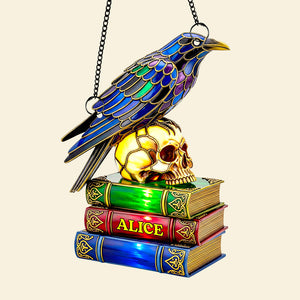 Raven & Skull Suncatcher Ornament Personalized Gifts For Book Lovers 01NADT140825