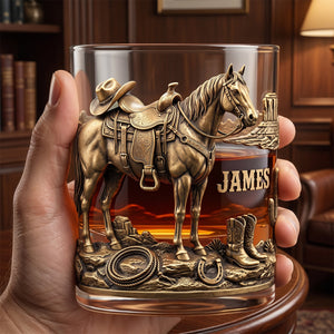 Horse Cowboy Round Glass - Personalized Gifts For Horse Lovers 04TYTN290626