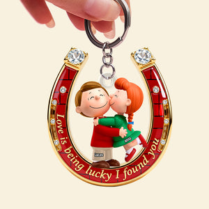 Romantic Couple Horseshoe Keychain - Personalized Gift For Couples 06OHTN121225