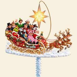 Fantastical Ride In Santa's Sleigh Tree Topper - Personalized Christmas Gifts 06ohdt191026