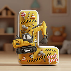 Excavator Alphabet Pillow - Personalized Gifts For Construction Lovers 02PGDT051225