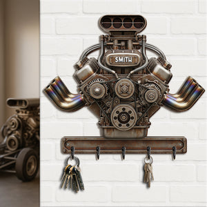 Drag Racing Engine Key Hanger - Personalized Gift For Biker 02NALU270625