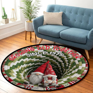 Gnome Couple Quilted Round Mat - Personalized Gifts For Couple 01naqn131025