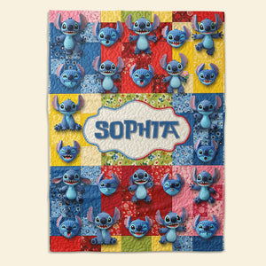 Cute Blue Alien Blanket  - Personalized Gifts For Movie Lovers 01ohqn300625