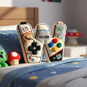 Game Controller Initials Letter Pillow - Personalized Gifts For Kids 01NATN151225