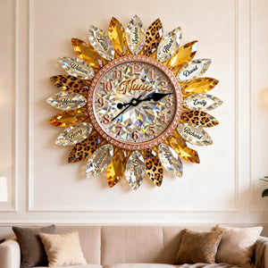 Sunflower Family Acrylic Hanging Wall Clock – Personalized Gifts For Grandma 02naqn221225