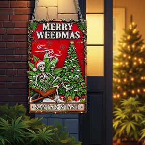Merry Weedmas Metal Sign - Personalized Gifts For Smokers 06TOLU150825