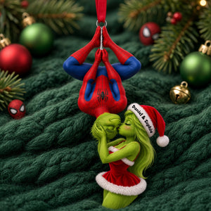 Mischievous Upside Down Kiss Couple Ornament - Personalized Christmas Gifts 05hulu231026