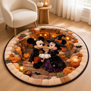 Spooky Little Mouse Round Mat - Personalized Halloween Gifts For Couple 02pgdt290826