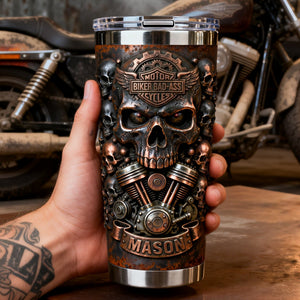 Fierce Skull Motorcycle Tumbler, Personalized Gifts For Bikers 04qhlu070126