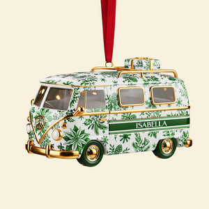 Personalized Gifts For Christmas, Camper Van Toile de Jouy Custom Shape Acrylic Ornament 02pgta031025