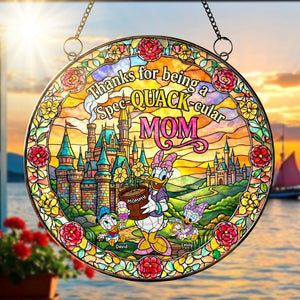 Duck Mom And Kids Suncatcher - Personalized Gifts For Mother's Day Suncatcher Ornament 03TYQN040326