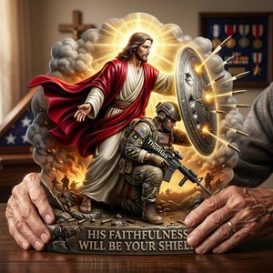 Christian Soldier Shield Acrylic Plaque - Personalized Gifts For Veteran 05NALU300326