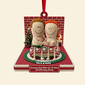 Personalized Gifts For Christmas, Knitting Funny Couple Acrylic Ornament 02nata241025