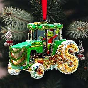 Green Tractor Initials Ornament - Personalized Christmas Gifts For Tractor Lovers 01TGLU110925