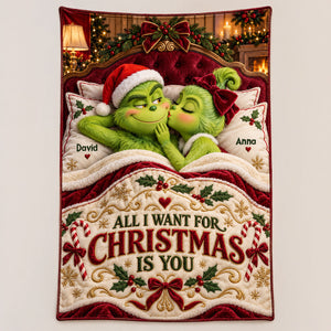 Lovely Peck On The Cheek Of Mischief Couple Blanket - Personalized Christmas Gifts For Couples 07todt191026