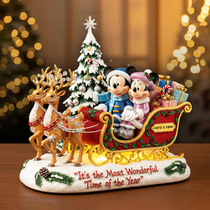 Couple Reindeer Sleigh Acrylic Plaque - Personalized Gifts For Couple Christmas Plaque 08PGLU281025