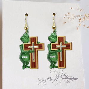 Green Monster Personalized Gifts For Jesus Lovers Acrylic Earrings 01natn120725