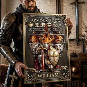 Kneeling Knight Jesus Printed Metal Sign - Personalized Gifts For Christians 01hulu030626