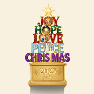Joy Hope Love Peace Christmas Acrylic Plaque Personalized Gifts for Christians 01HYTA111025