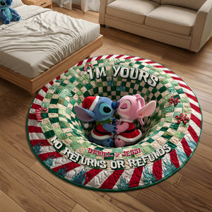 Kissing Alien Couple Round Mat - Personalized Christmas Gift For Couples 02NALU260925
