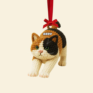 Cute Knitted Cat Ornament, Personalized Gifts For Cat Lovers 02qhta120925