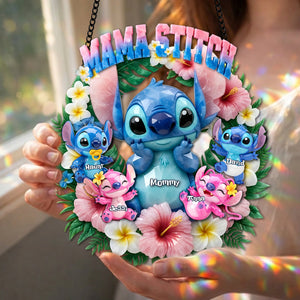 Mama & Her Tiny Chaos Crew Suncatcher - Personalized Gift For Mom 01TYLU130326