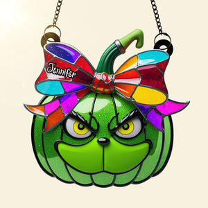 Green Pumpkin Suncatcher Ornament - Personalized Gifts For Movie Fans 05tgqn080825