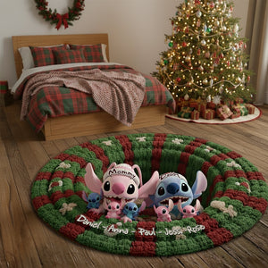 Cute Monsters Family Personalized Christmas Gifts For Family Quilted Round Mat 05tglu260925