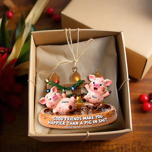 Happy Silly Pig Friends Ornament - Personalized Gifts For Friends 01QHLU231125