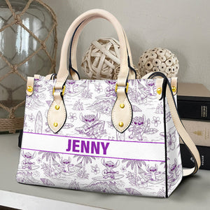 Cute Alien Monster Personalized Gifts For Movie Fans Toile De Jouy Style Leather Bag 03natn070725