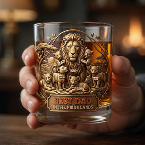 Best Dad In The Pride Lands 11oz Round Glass - Personalized Father's Day Gifts 01totn110526