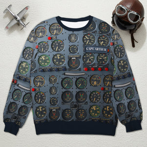 Pilot Control Panel Ugly Sweater - Personalized Christmas Gifts For Pilot 01HULU120925