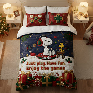 Just Play Have Fun Quilt Bedding Set Personlized Gifts Game Lover 08PALU151125